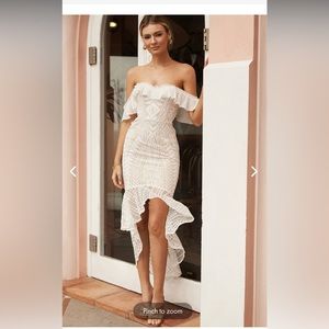 Vici- Saints & Secrets off shoulder high low hem dress